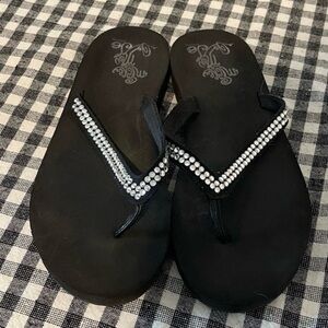 Disney Black Sandals with Rhinestone Accents, size 8